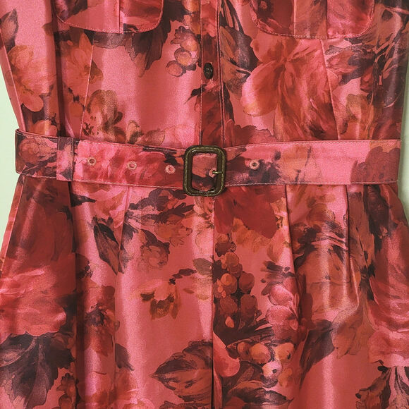 J Crew Pink Floral Sleeveless Taffeta Satin Fit and Flare Mini Dress Size 2 - Picture 6 of 16